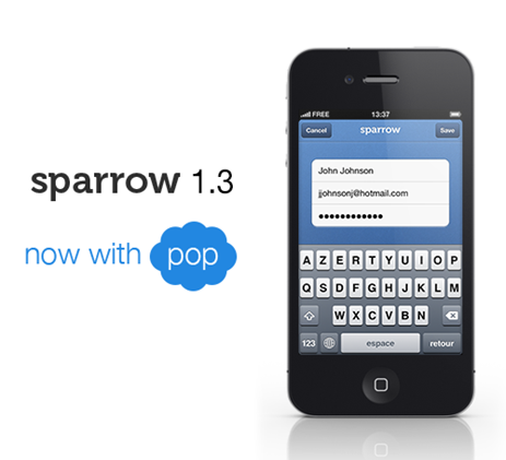 sparrow 1.3 for iPhone with POP account support