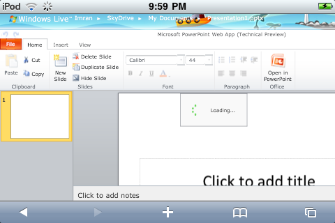 Using Office Web Apps on an iPod Touch or an iPhone