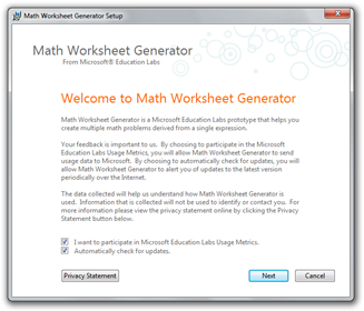 Math Worksheet Generator Setup