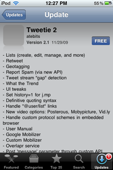 Tweetie 2 for iPhone/iPod Touch updated to 2.1