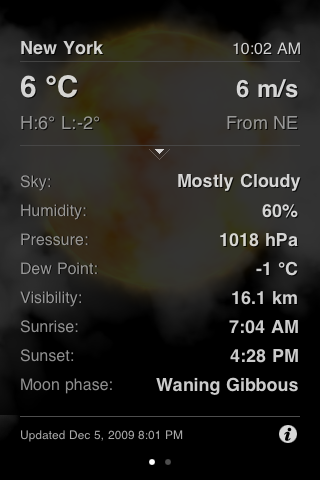 HTC inspired weather app for the iPhone and iPod Touch