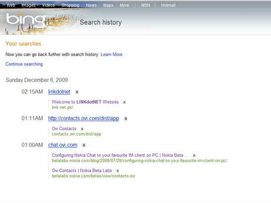 Bing introduces search history but respects privacy more than Google.