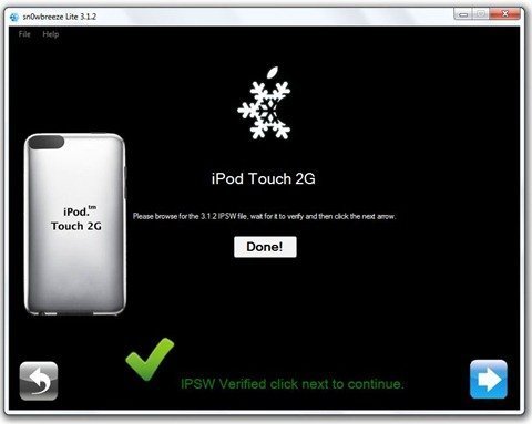How to jailbreak iPod Touch firmware 3.1.2 with Sn0wbreeze 6
