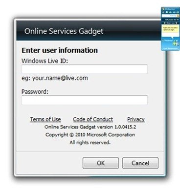 Windows Live Online Services Sidebar Gadget