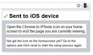 Chrome to iPhone Page Sent