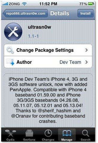 unlock iPhone 3G iOS 4.0.2 with ultrasn0w 1.1-1