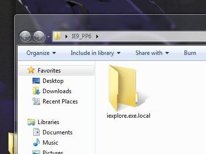 Internet Explorer 9 Directory inside Directory