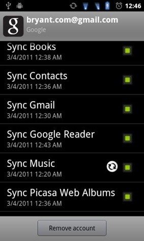 Google Sync Music Honeycomb Android
