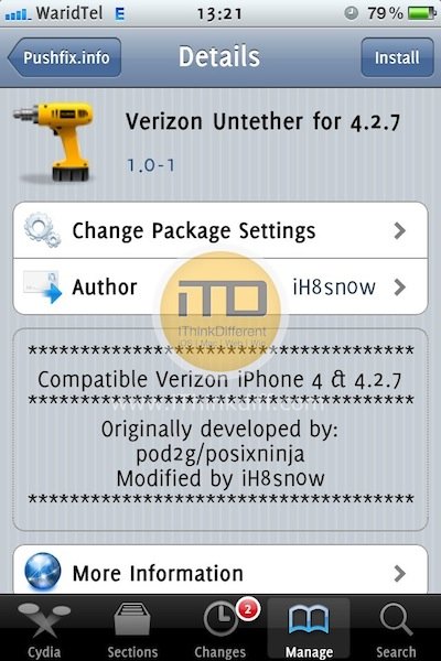 Jailbreak Verizon iPhone 4 On iOS 4.2.7 Untethered With Sn0wbreeze 2.6.1 [Tutorial]