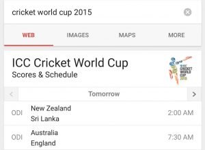 Google App for Cricket World Cup 2015