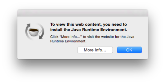Get rid of the Java Runtime Environment Pop Up in OS X 10.10. and 10.11