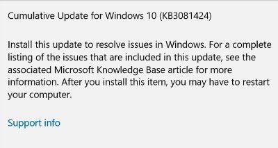 First Major Windows 10 Cumulative Update KB3081424 Rolling Out To Users 1