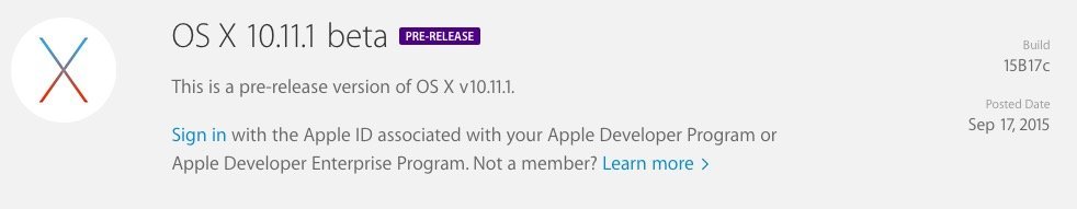 OS X 10.11.1 beta