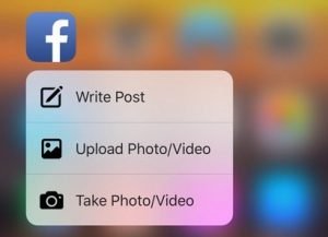 3D Touch in Facebook app
