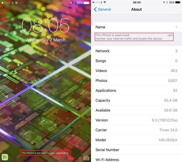 iOS 9.3 shows when your organization supervised iPhone is being tracked