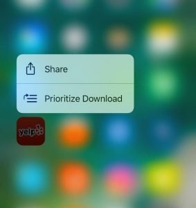 iOS 10 3D Touch app downloads priority
