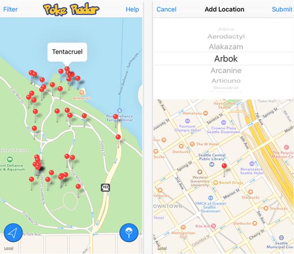 Poke Radar app for iOS lets you search specific Pokemon in Google Maps