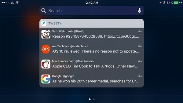 Tweety is a free Twitter feed widget for iOS notification center
