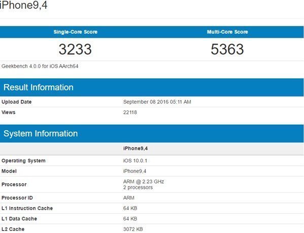 iPhone 7 A10 Fusion runs at 2.23 GHz, faster than iPad Pro's A9X