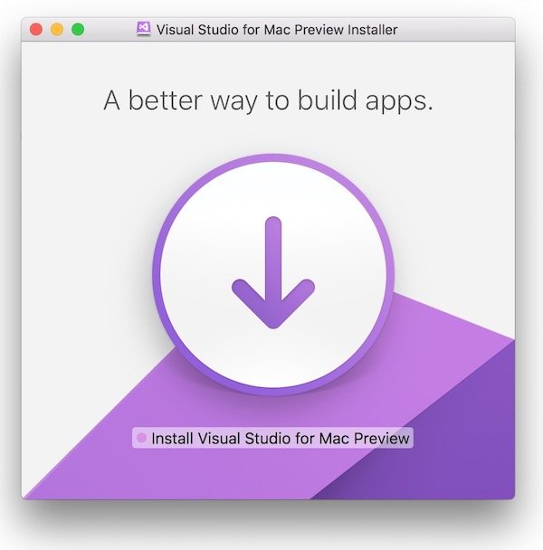 Visual Studio for Mac Preview installation