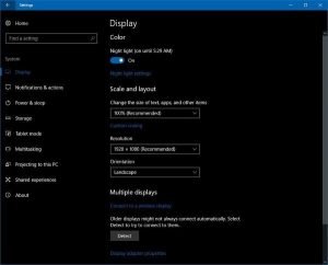 Night light in Windows 10 Setting