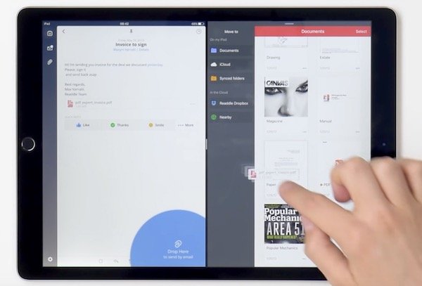 Readdle apps drag and drop iPad