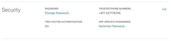Apple app-specific passwords