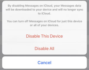 Disable Messages on iCloud iOS 11