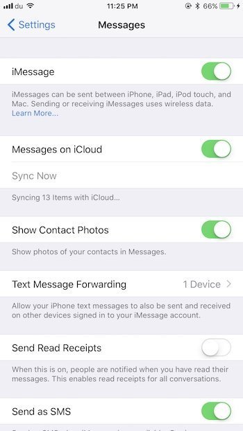 Messages on iCloud iOS 11