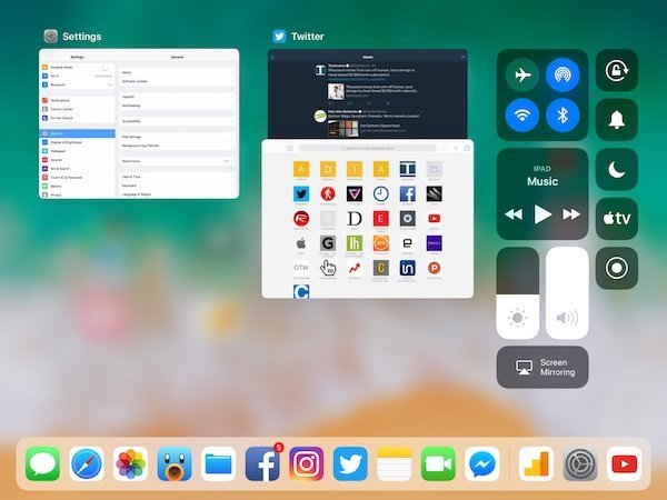 Swipe up to close app iOS 11 iPad