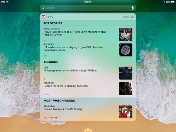 Wider Widget in iOS 11 on iPad