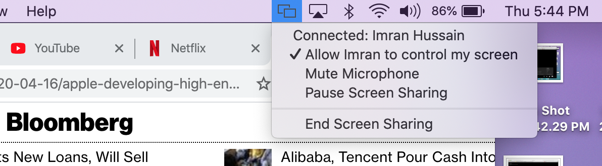 Screen sharing on Mac