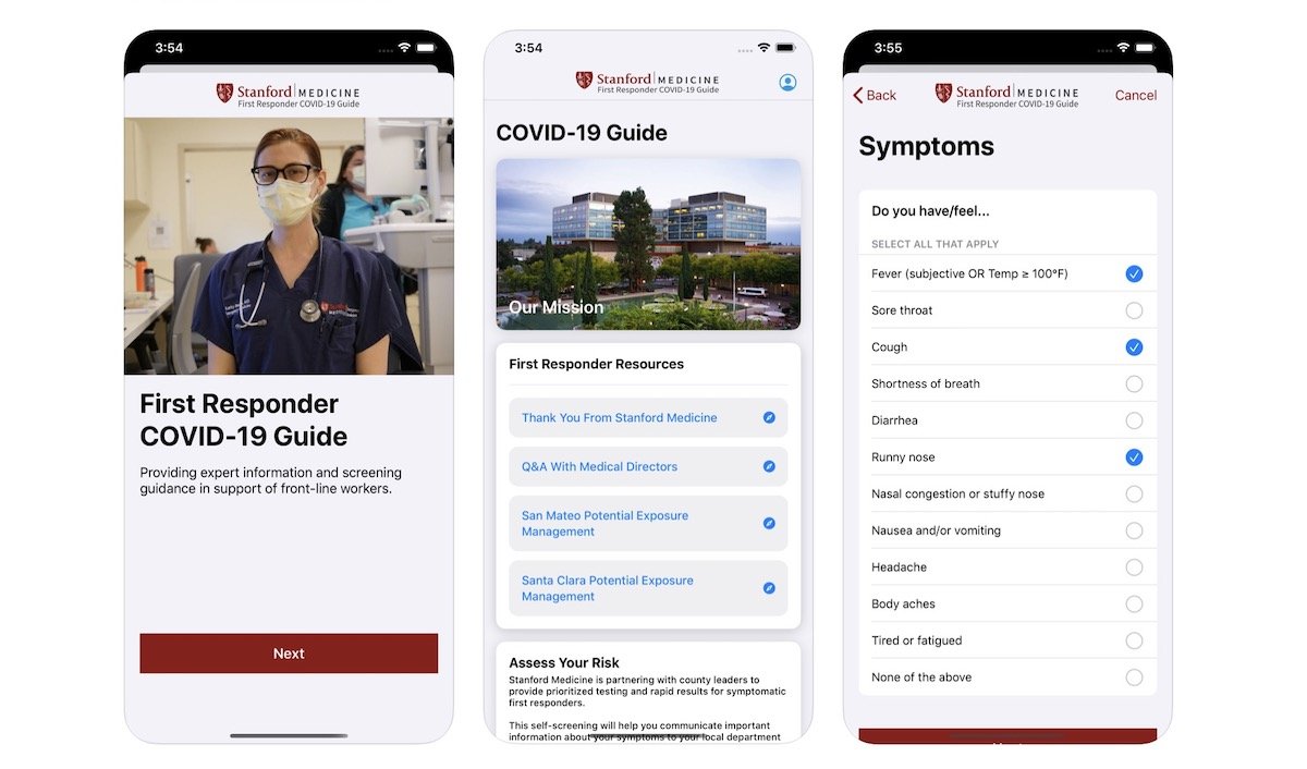Stanford medical team COVID-19 screening app