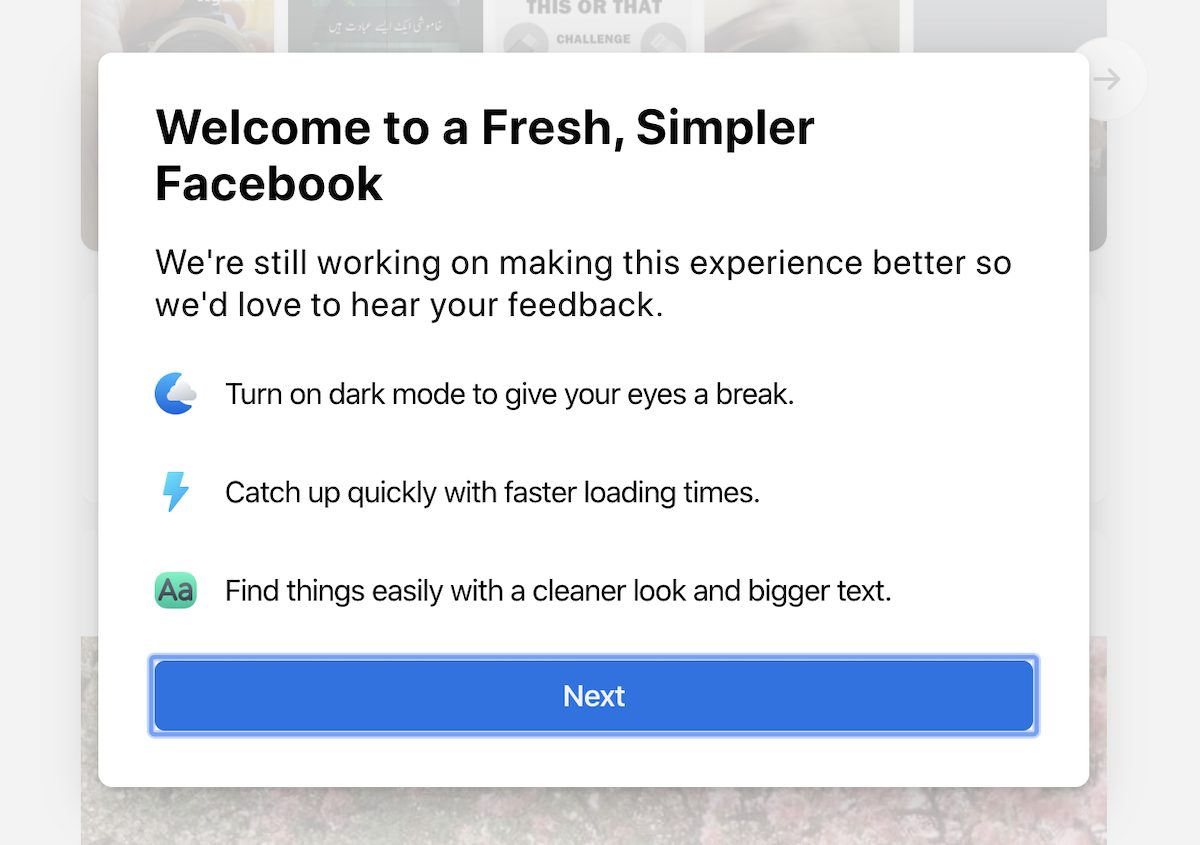 Welcome to a fresh, simpler Facebook