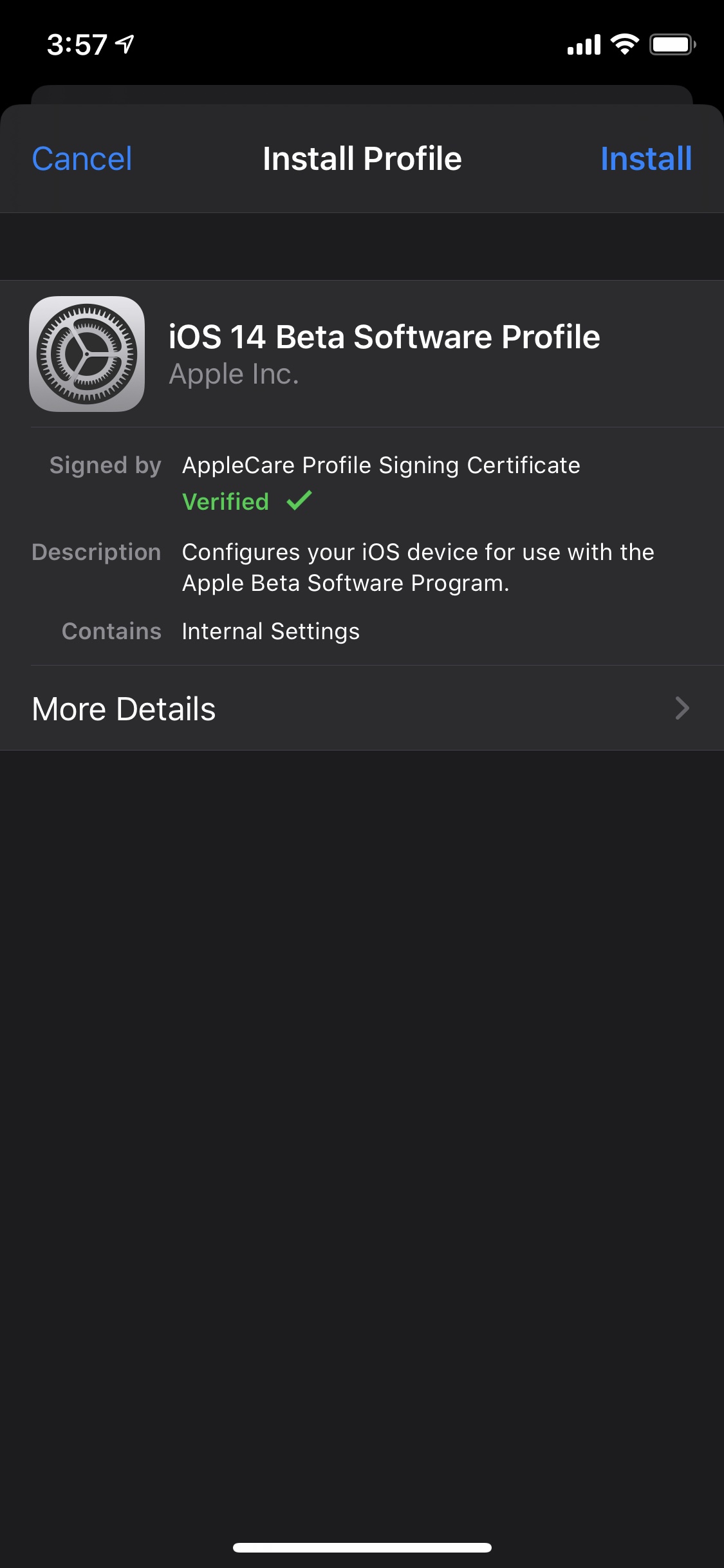 iOS 14 Beta Software Profile done