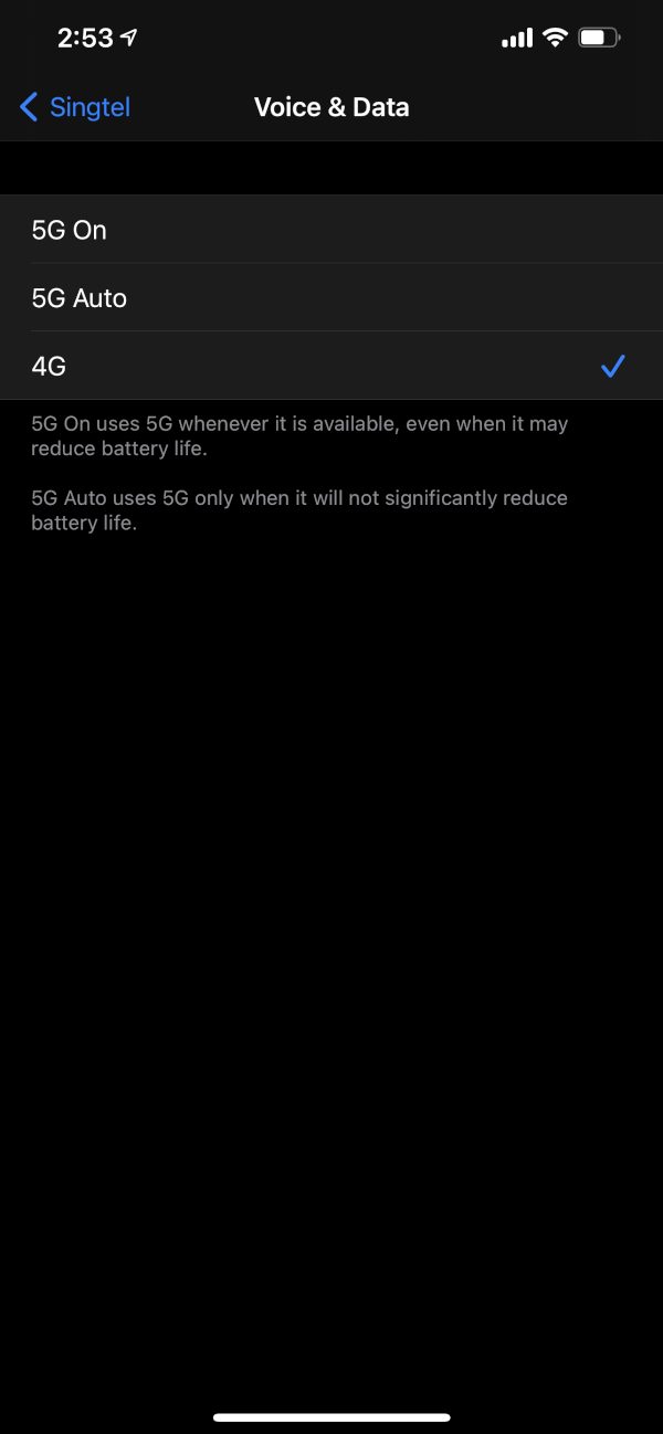 Disable 5G on iPhone 12