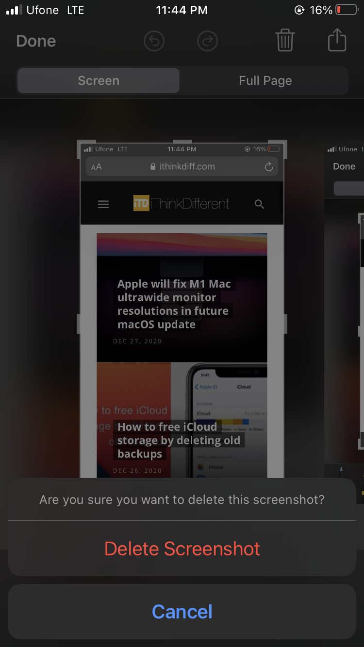 How to share iPhone screenshots without saving them to Photos