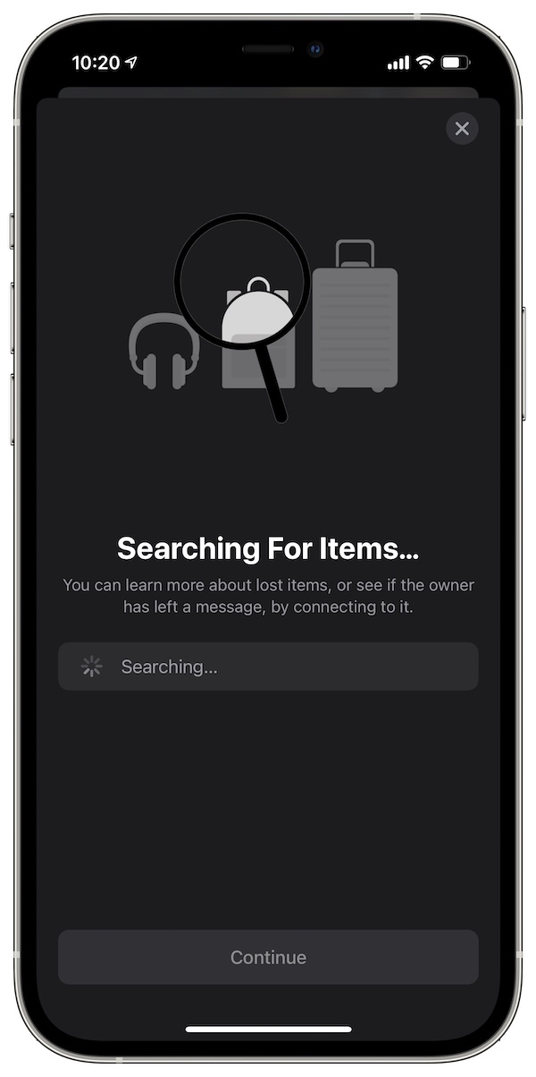 Searching for items AirTags Find My app