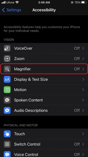 How to use magnifier in iPhone