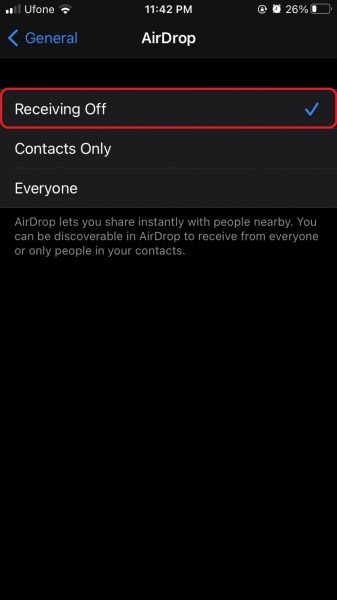 Change AirDrop privacy settings