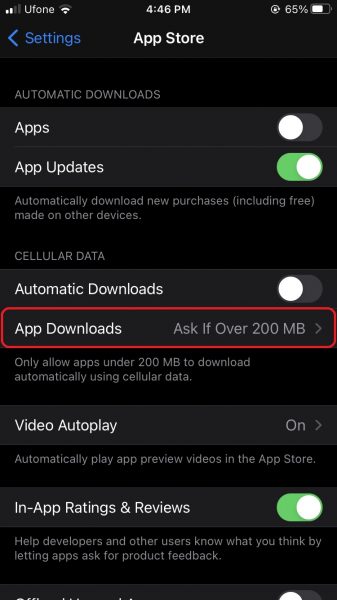 How to download apps larger than 200MB over cellular data on iPhone