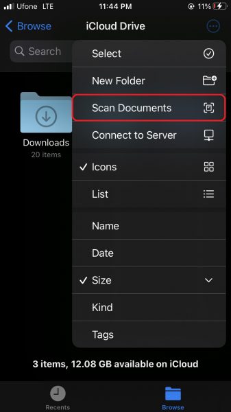 How to scan documents from iPhone to iCloud Drive