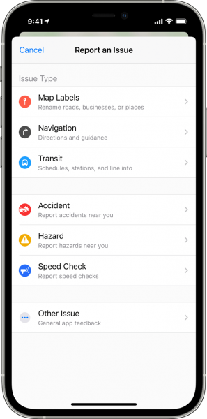 How to report incidents in Maps on iPhone