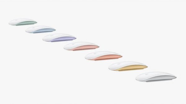 M1 iMac accessories feature colorful Magic Keyboard with Touch ID, Magic Mouse, and Magic Trackpad