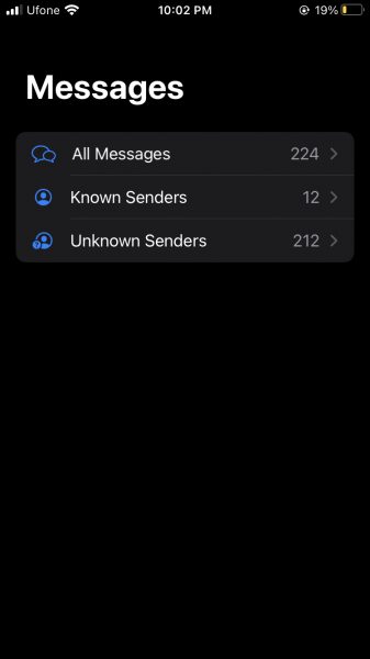 How to filter known senders in Messages on iPhone