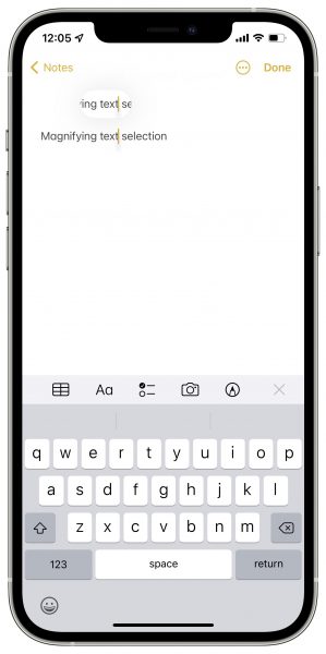 iOS 15 text selection