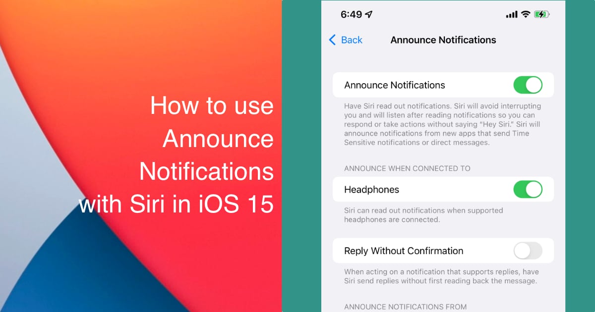 iOS 15 Siri announce notifications