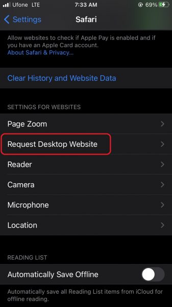 How to force Safari to always load desktop sites on iPhone
