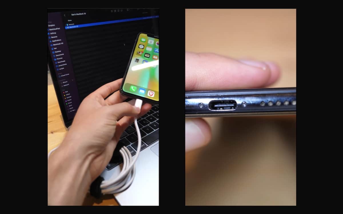 Modified iPhone X with USB-C port