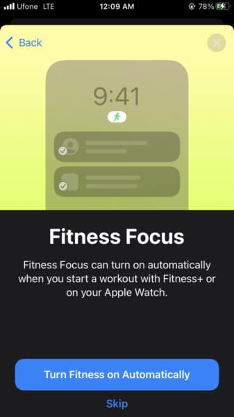 Fitness Focus Mode